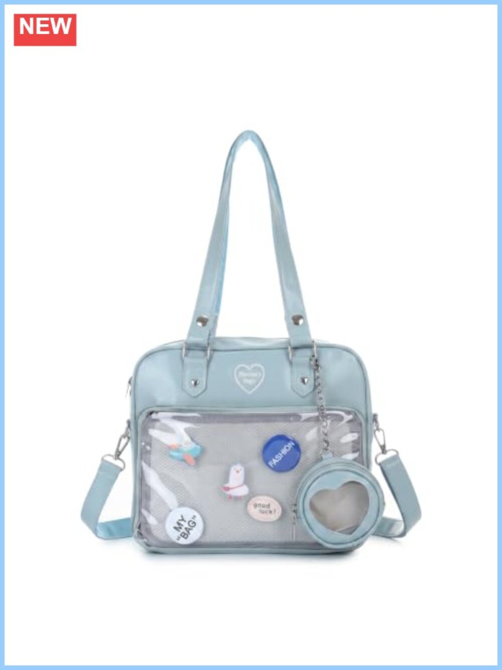Ita Bag Square Crossbody Satchel PU Leather Clear Window Display Purse